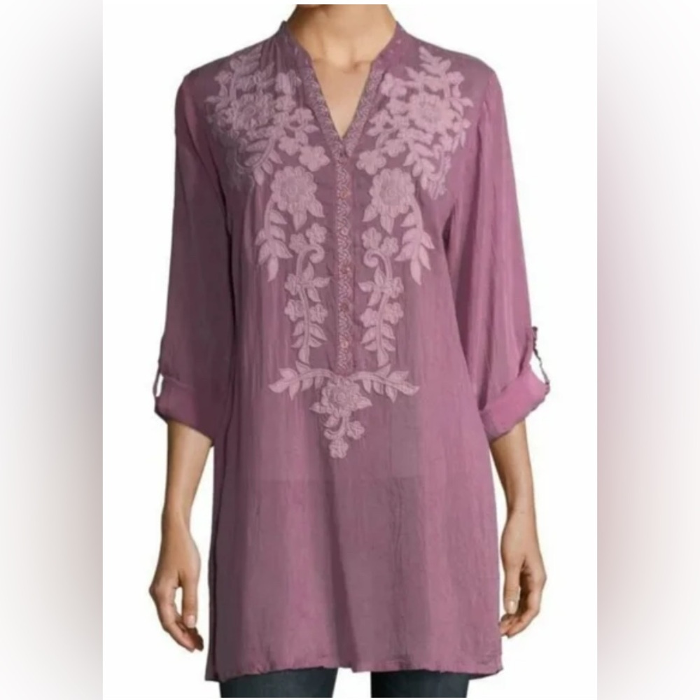 Johnny Was Purple Embroidered Tunic